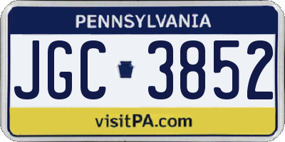 PA license plate JGC3852