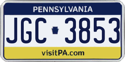 PA license plate JGC3853