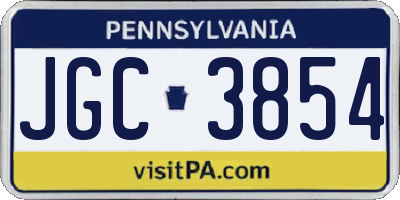 PA license plate JGC3854