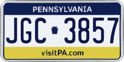 PA license plate JGC3857