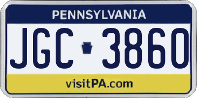PA license plate JGC3860