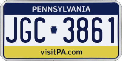PA license plate JGC3861