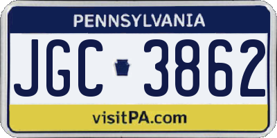 PA license plate JGC3862