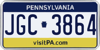 PA license plate JGC3864
