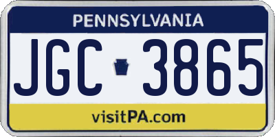 PA license plate JGC3865