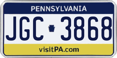 PA license plate JGC3868