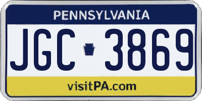 PA license plate JGC3869