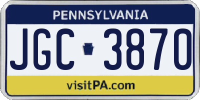 PA license plate JGC3870