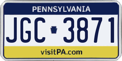 PA license plate JGC3871