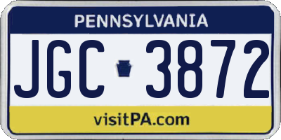 PA license plate JGC3872