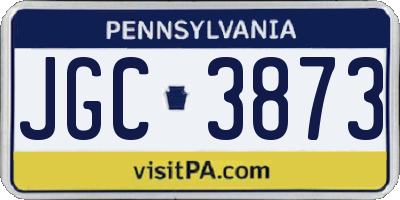 PA license plate JGC3873