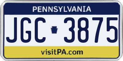 PA license plate JGC3875