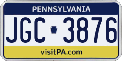 PA license plate JGC3876