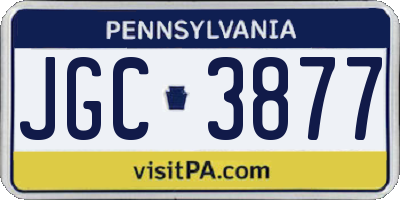 PA license plate JGC3877
