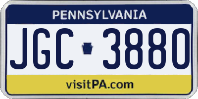 PA license plate JGC3880