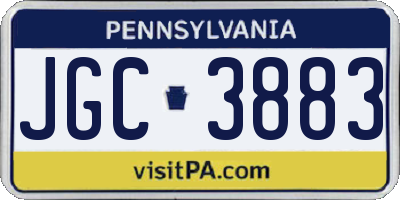 PA license plate JGC3883