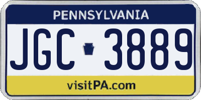 PA license plate JGC3889