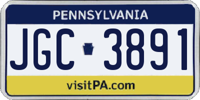 PA license plate JGC3891