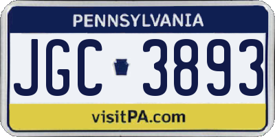 PA license plate JGC3893