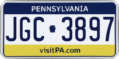 PA license plate JGC3897