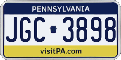 PA license plate JGC3898