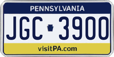 PA license plate JGC3900