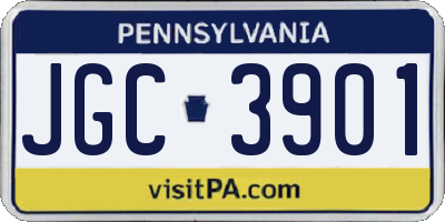 PA license plate JGC3901