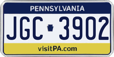 PA license plate JGC3902