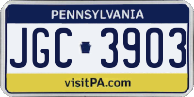 PA license plate JGC3903