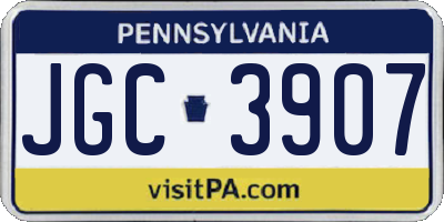 PA license plate JGC3907