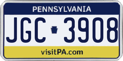 PA license plate JGC3908