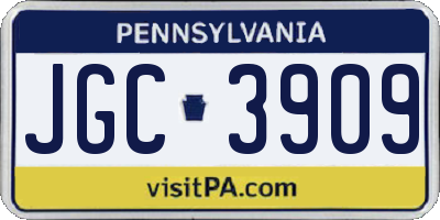 PA license plate JGC3909