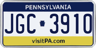 PA license plate JGC3910