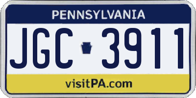 PA license plate JGC3911