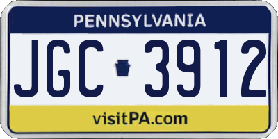 PA license plate JGC3912