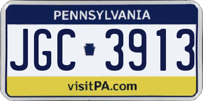 PA license plate JGC3913