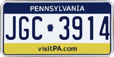 PA license plate JGC3914