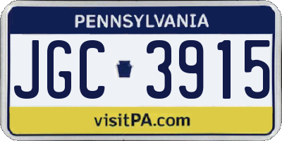 PA license plate JGC3915