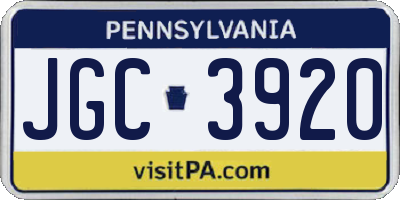 PA license plate JGC3920