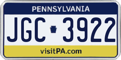 PA license plate JGC3922