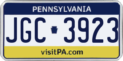 PA license plate JGC3923