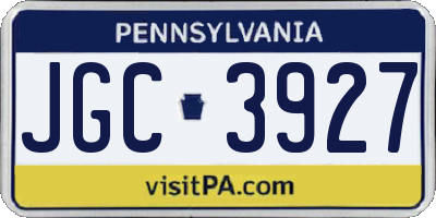 PA license plate JGC3927