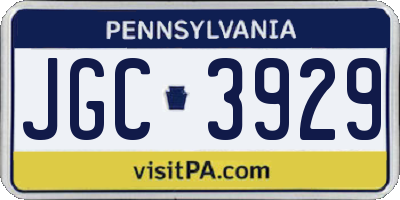 PA license plate JGC3929