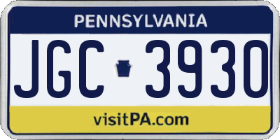 PA license plate JGC3930