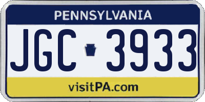 PA license plate JGC3933