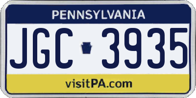 PA license plate JGC3935