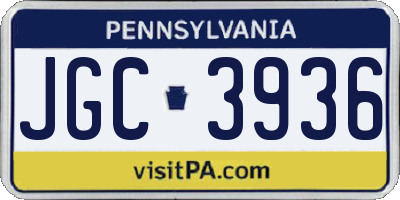 PA license plate JGC3936