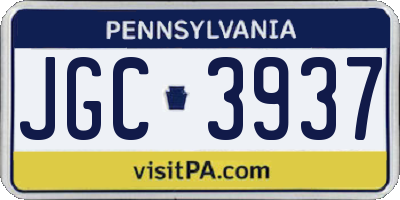 PA license plate JGC3937