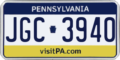 PA license plate JGC3940
