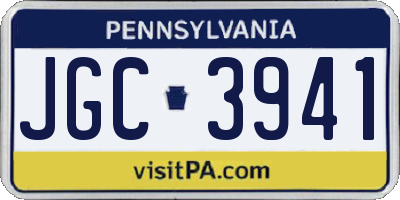 PA license plate JGC3941
